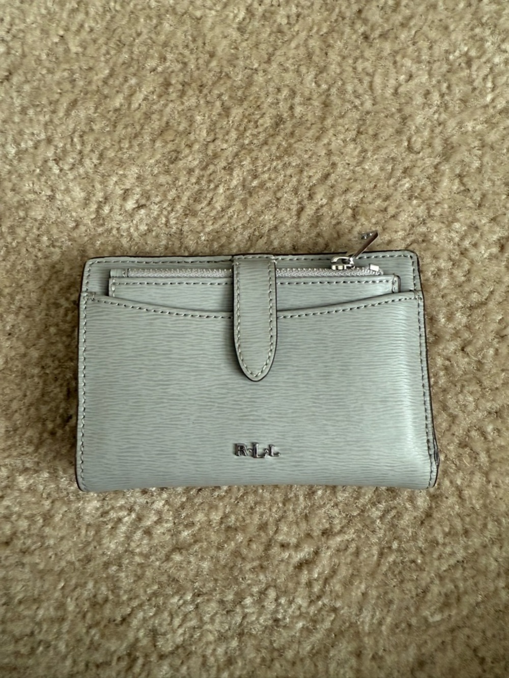 Lauren Ralph Lauren Light Gray Compact Leather Wallet